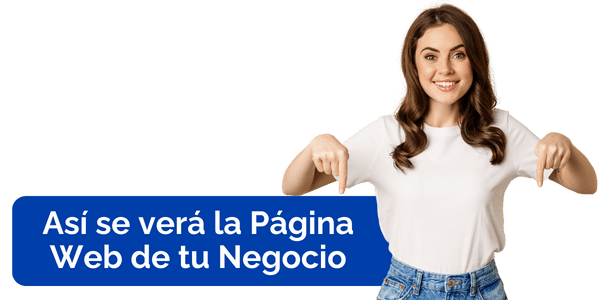 Mujer señalando Imagen plantilla de producto